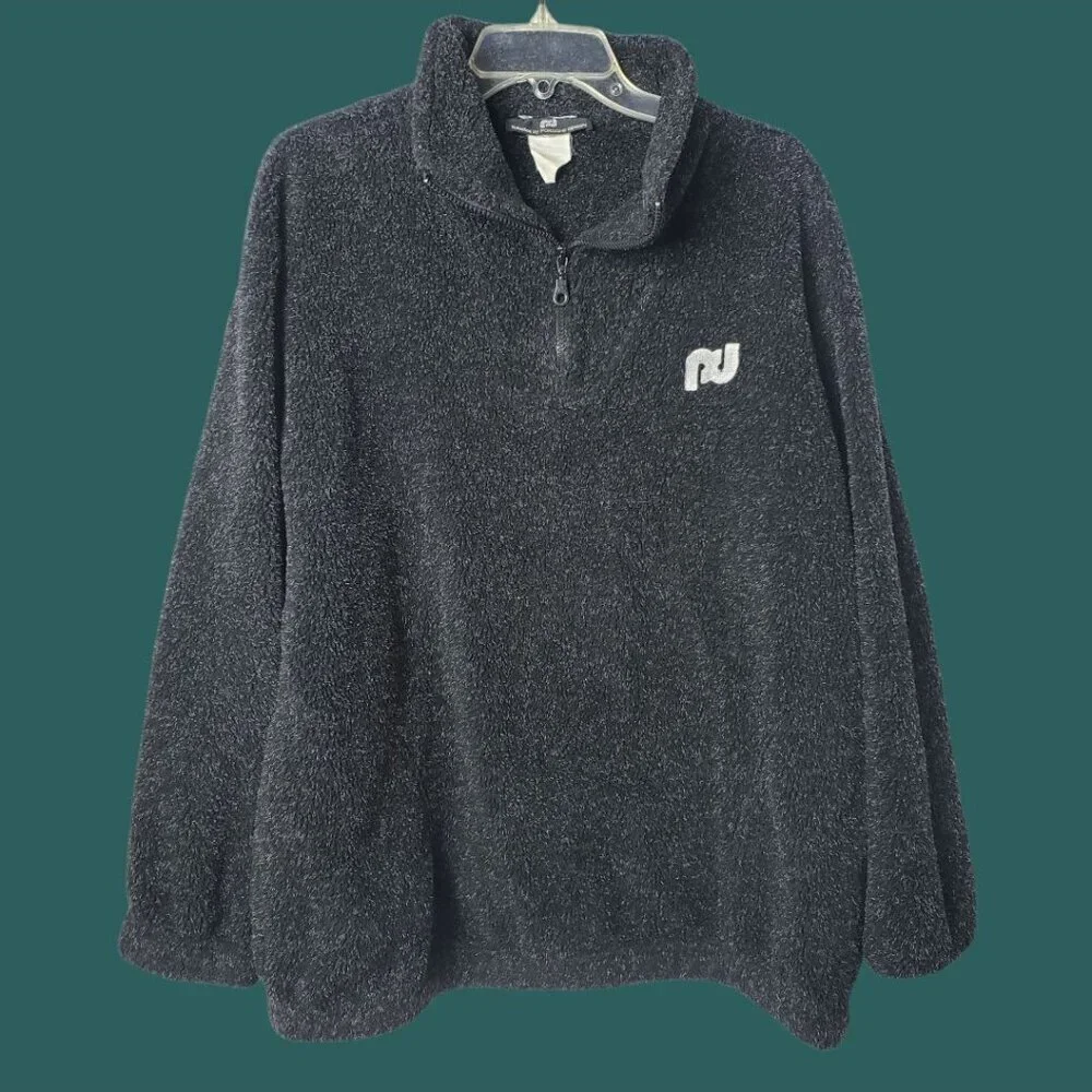 Porsche Design Vtg Pullover Sweater W/ Quarter-Zip & Embroidered Logo Blk Large